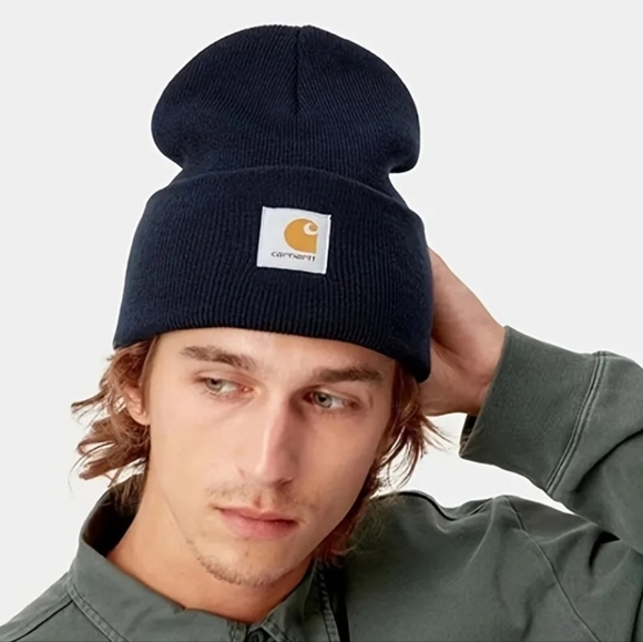 Carhartt Accessories Carhartt Beanie Hat Navy Blue Carhartt Logo